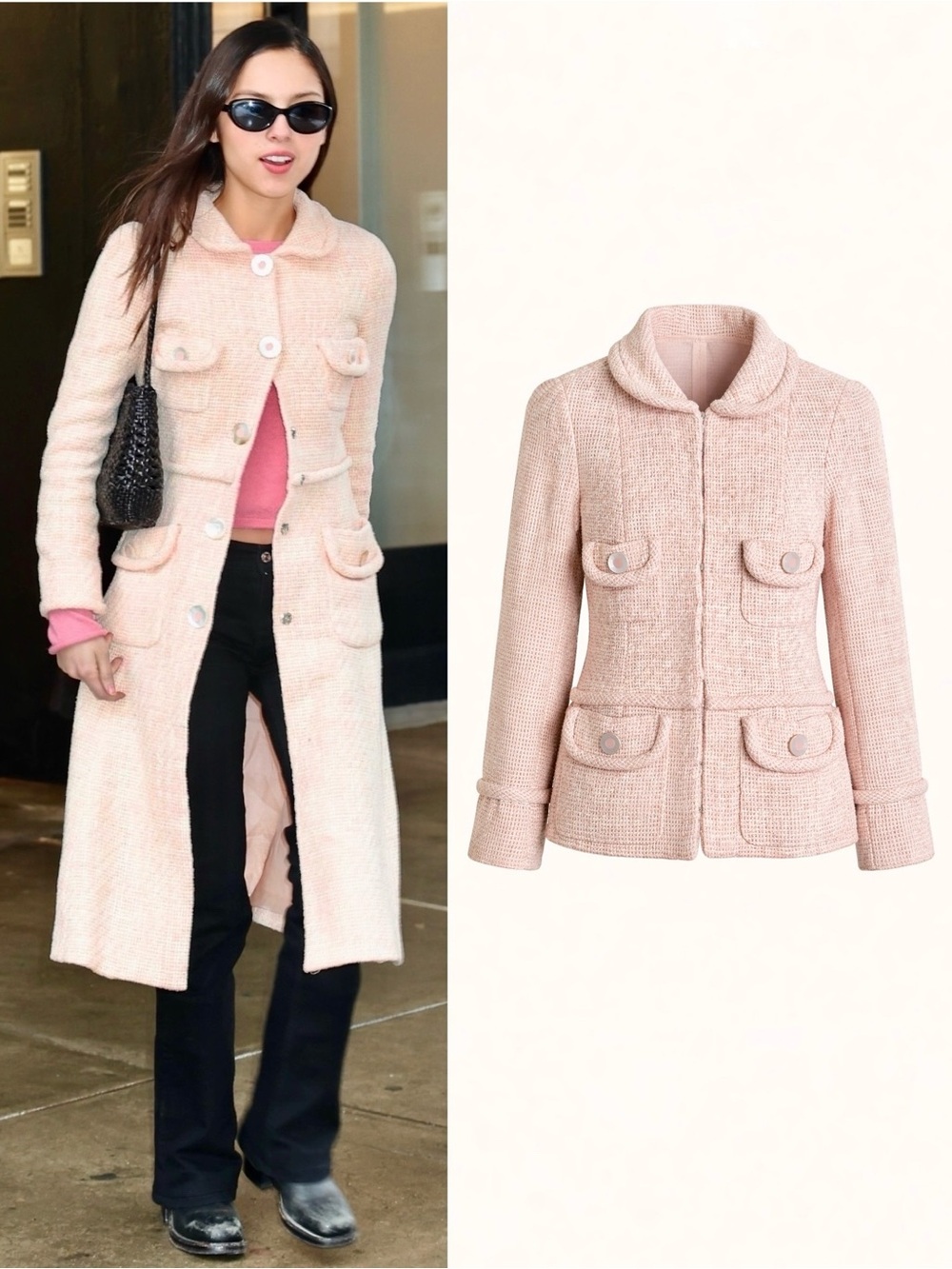 Vintage MARC JACOBS S/S 2004 Four Pocket Tweed Hook Eye Jacket in Pink